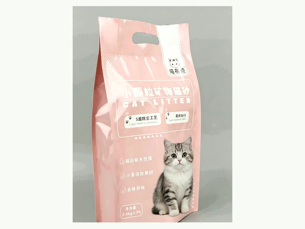 Four-side seal bag for bentonite cat litter packing