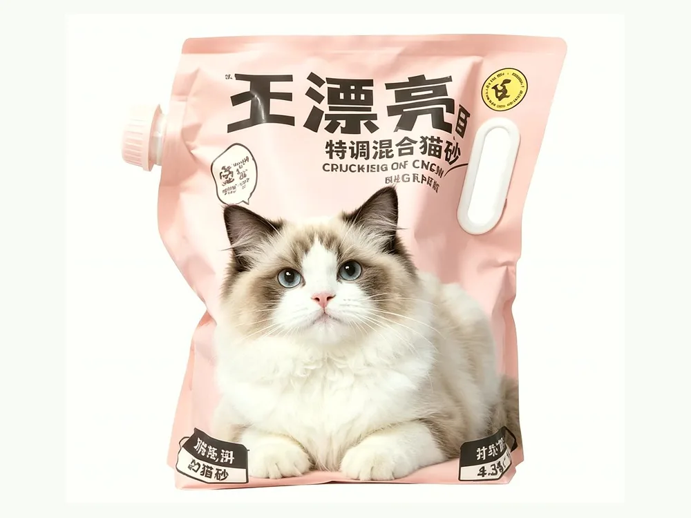 Sample pouch for dustless fine granule bentonite cat litter